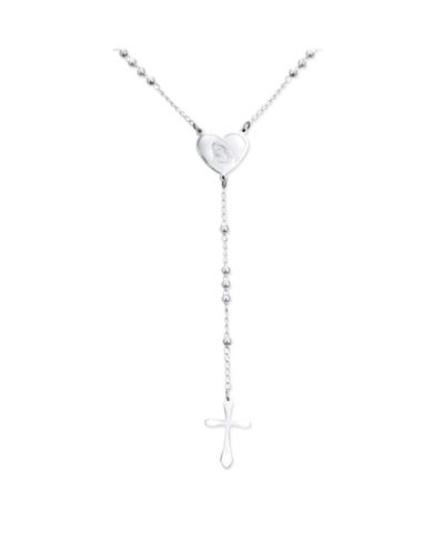 Bling Jewelry Silver Virgin Mary Cross Rosary Necklace