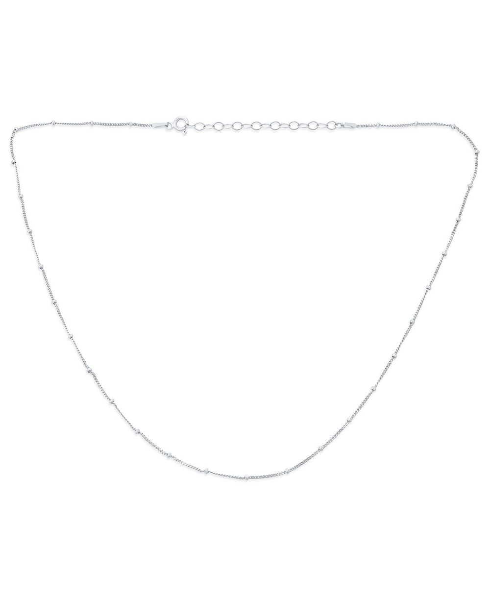 Bling Jewelry Thin Minimalist 1. Sterling Celestial Curb Link with Tiny Stationary Ball Saturn Chain Necklace