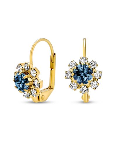 Серьги Bling Jewelry Flower Crystal Drop Plated Brass Lever Back