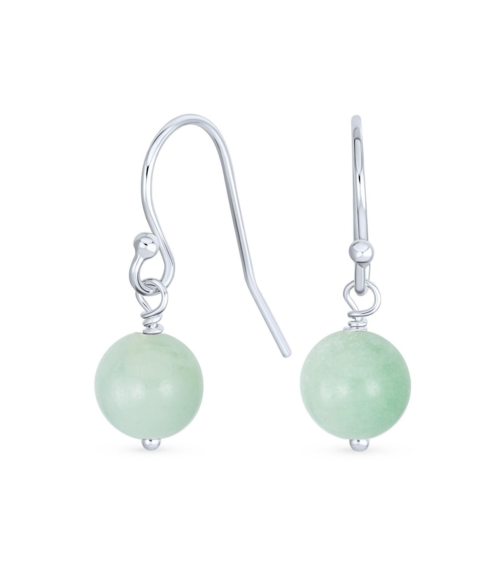 Bling Jewelry серьги-подвески с шариками 8MM из стерлингового серебра .925 с зеленой малахитовой краской, крючок