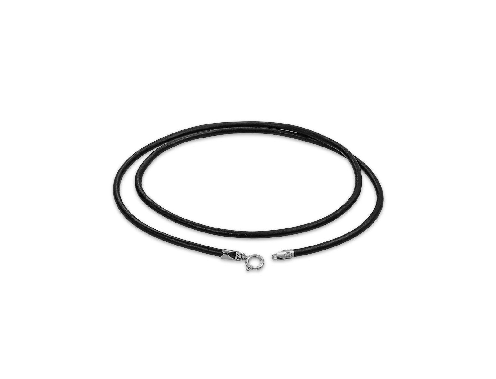 Bling Jewelry Genuine Black Leather Cord Necklace for Pendant Sterling Silver Clasp 16"