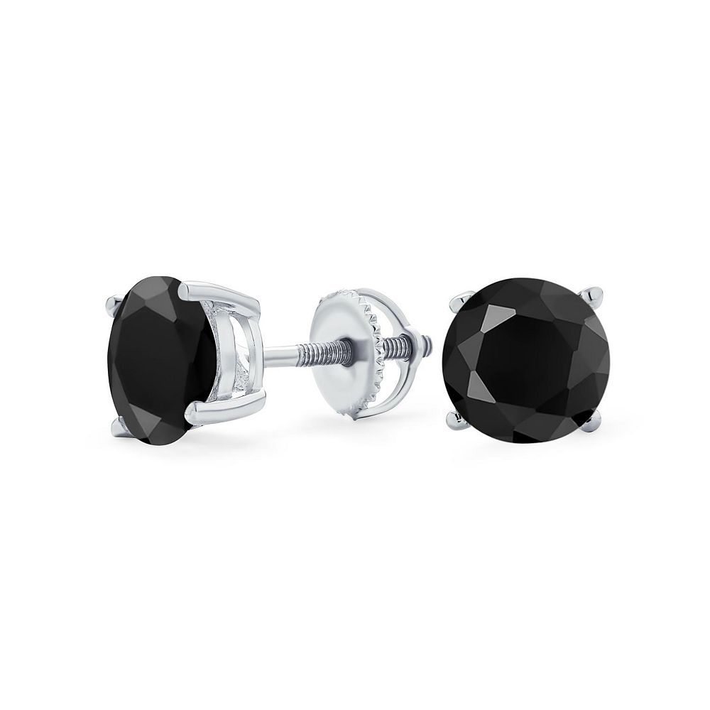 Bling Jewelry круглые серьги-гвоздики с одним кубическим цирконием, серебро 925 пробы, винтовой замок