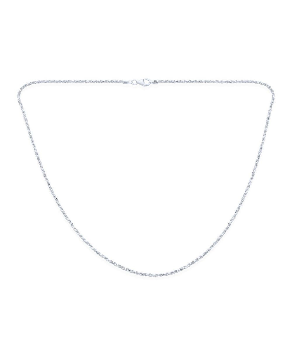 Ожерелье Bling Jewelry из стерлингового серебра 925 пробы с веревочной цепочкой, 040 калибр, 16 18 20 24 дюйма