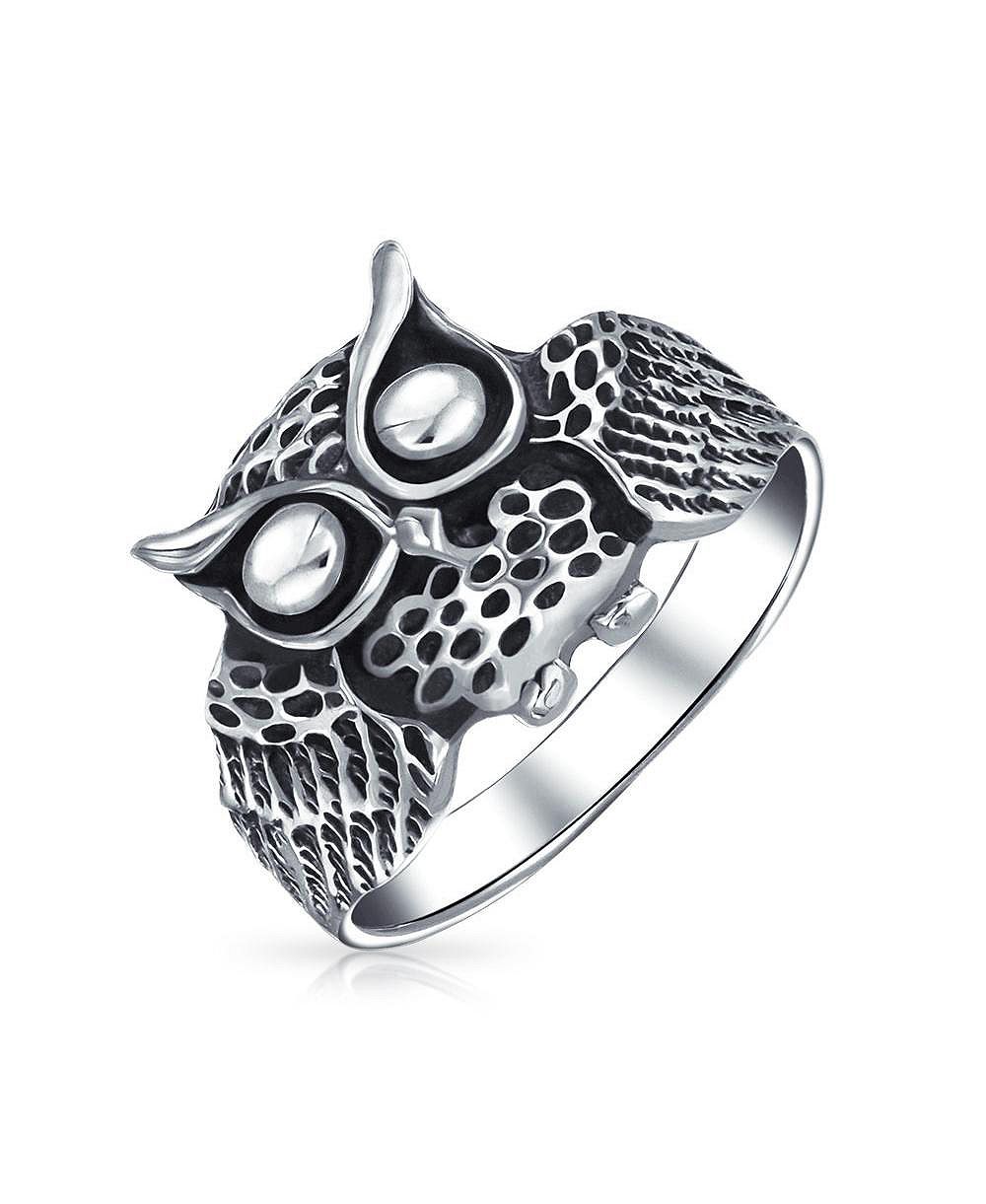 Bling Jewelry серебряное кольцо Wise Bird Night Owl, окисленное стерлинговое серебро