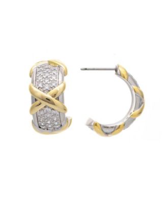 Серьги Rivka Friedman Clad Hoop с CZ и Rhodium Clad