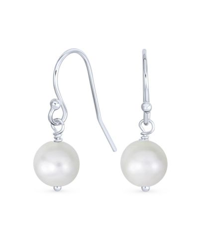 Bling Jewelry Freshwater Cultured White Pearl Drop Earrings Sterling Silver Fish Hook