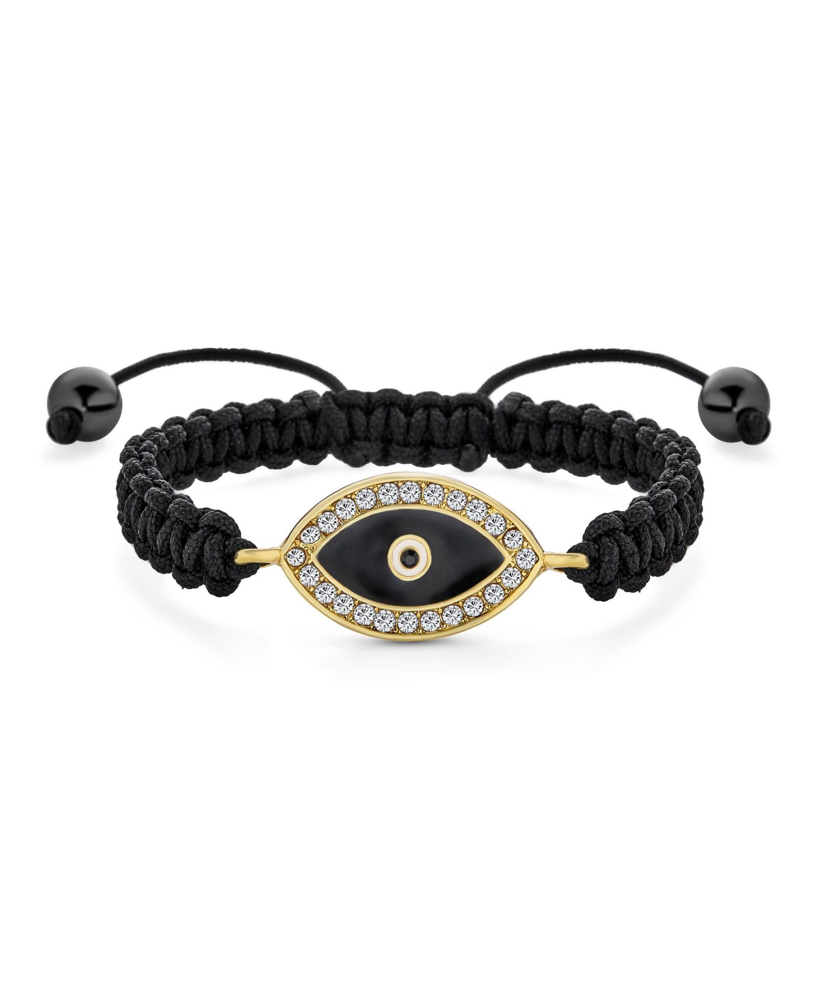 Браслет-болото Bling Jewelry с черным кристаллом «глаз» и плетеным шнуром, позолоченный, регулируемый