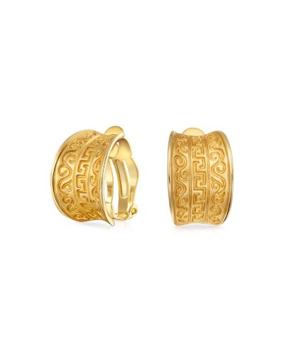 Bling Jewelry серьги клипсы с египетским греческим мотивом, матовое золотое напыление
