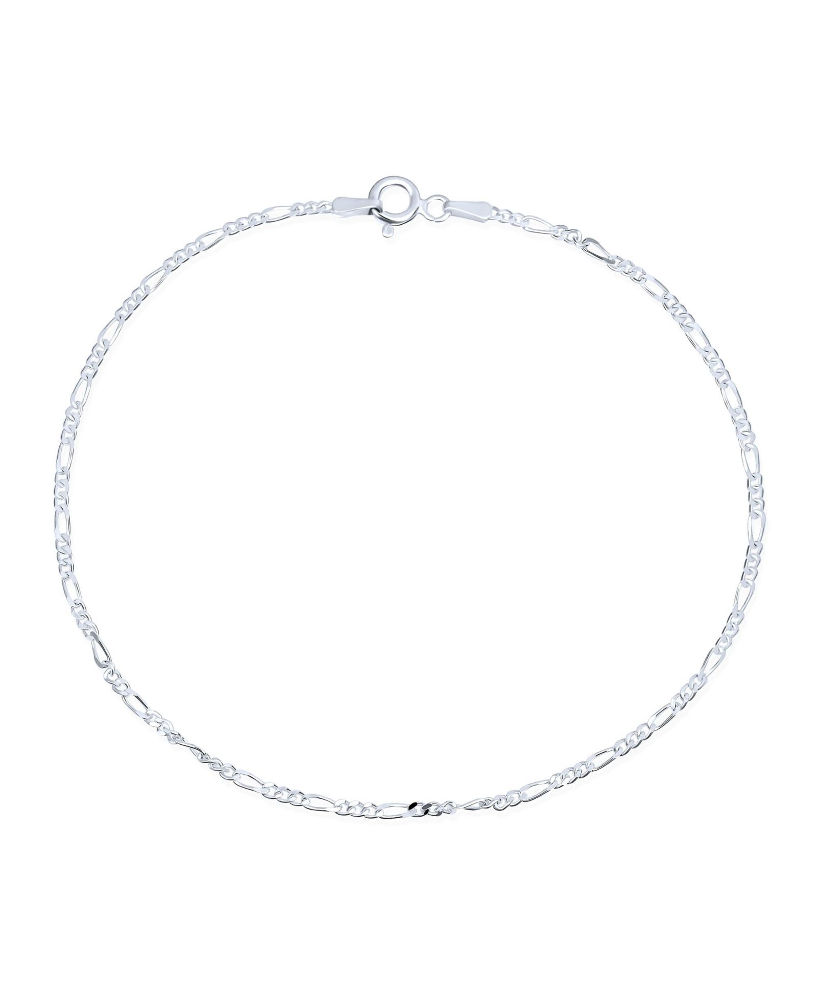Браслет-анклет Bling Jewelry Simple Strong.925 Sterling Silver Figaro Chain