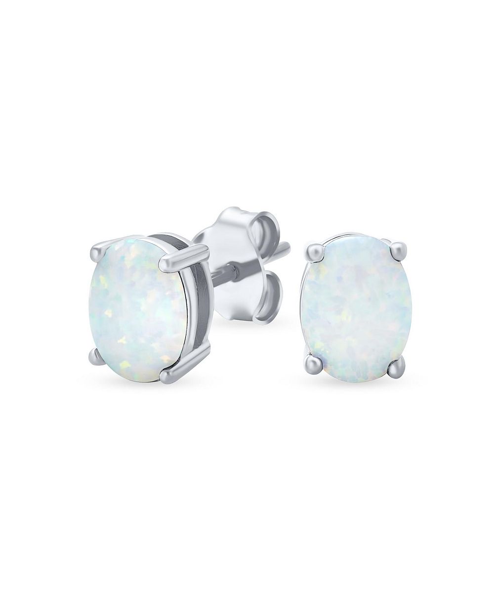 Bling Jewelry Black Opal Solitaire Oval Stud Earrings Gold Plated .925 Sterling Silver