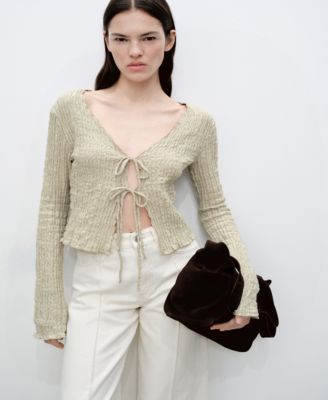 Женский хлопковый текстурный кардиган Mango