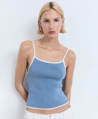 Mango Women's Contrasting Trim Knitted Top