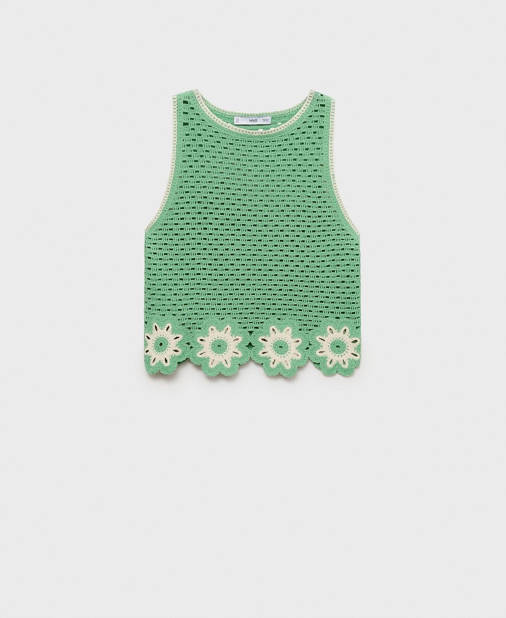 Mango Women's Floral Finishes Crochet Top