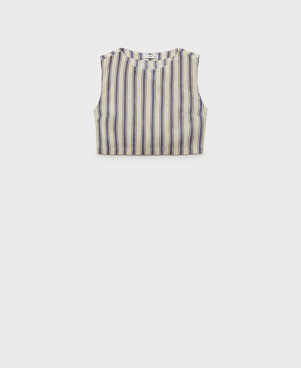 Mango Женский полосатый linen top