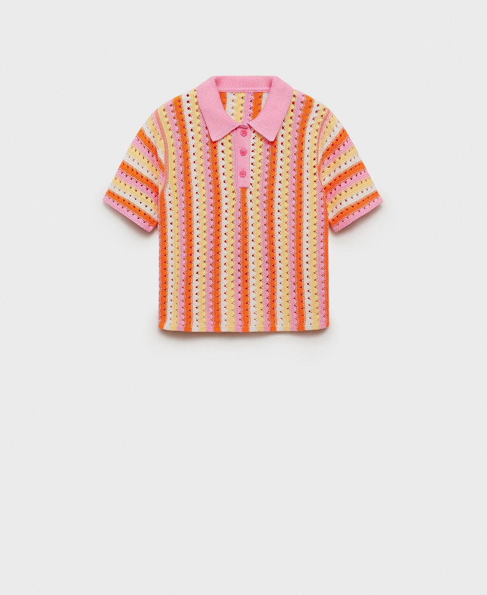 Mango Women's Striped Openwork Knit Sweater