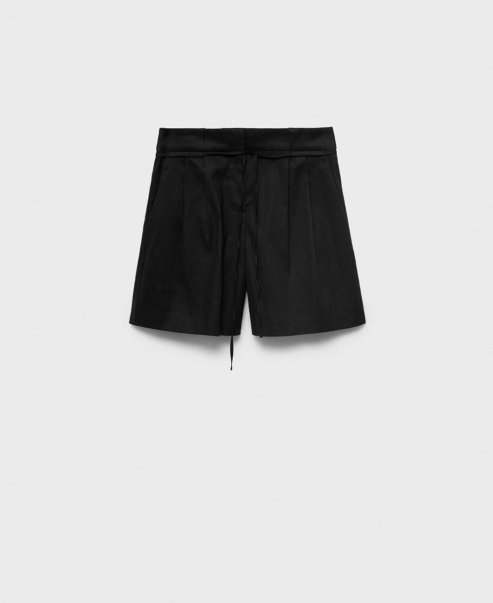 Mango Women's Bow Belt Linen Shorts