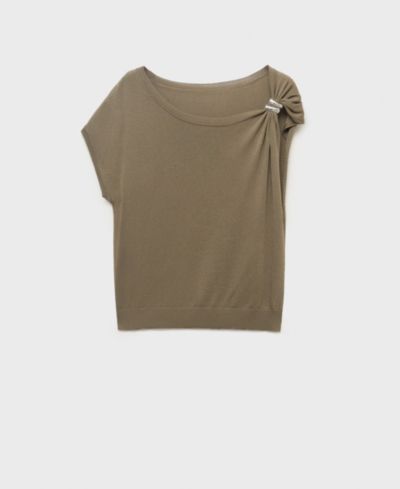Mango Women's Metallic Detail Fine-Knit Sweater