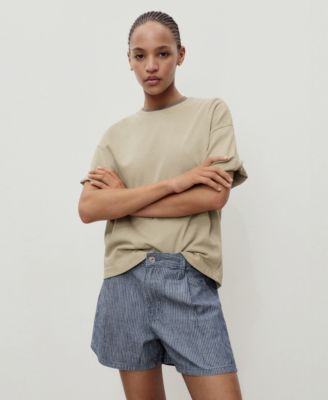 Mango Women's Mid-Rise Striped Denim Shorts