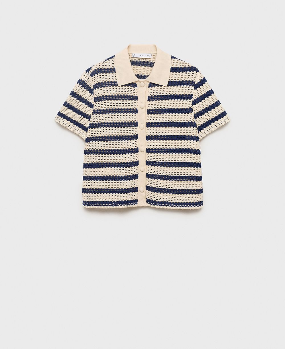 Женский кардиган MANGO Short-Sleeved Striped