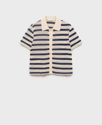 Женский кардиган MANGO Short-Sleeved Striped