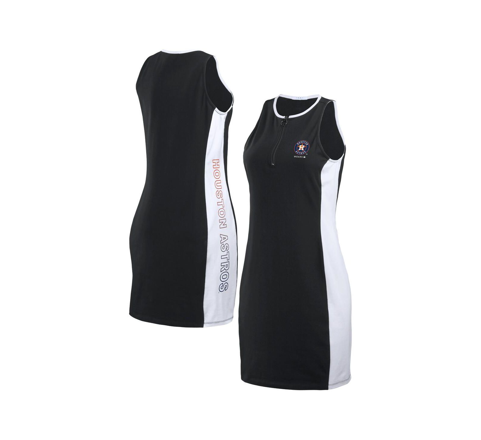 Женское платье WEAR by Erin Andrews Black Houston Astros Color Block Quarter-Zip Sleeveless