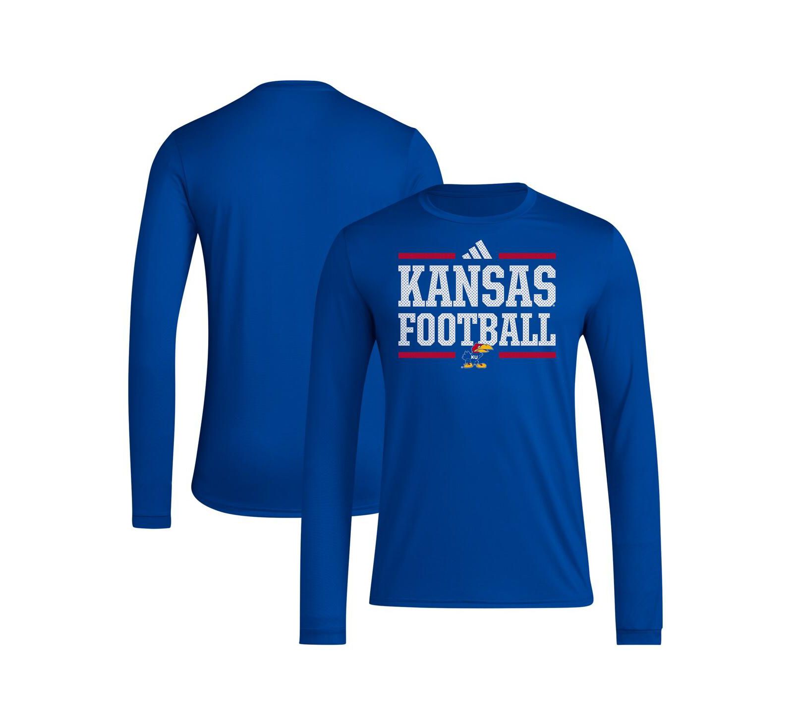Adidas Men's Royal Kansas Jayhawks Locker Football Pre-Game AEROREADY Long Sleeve T-Shirt