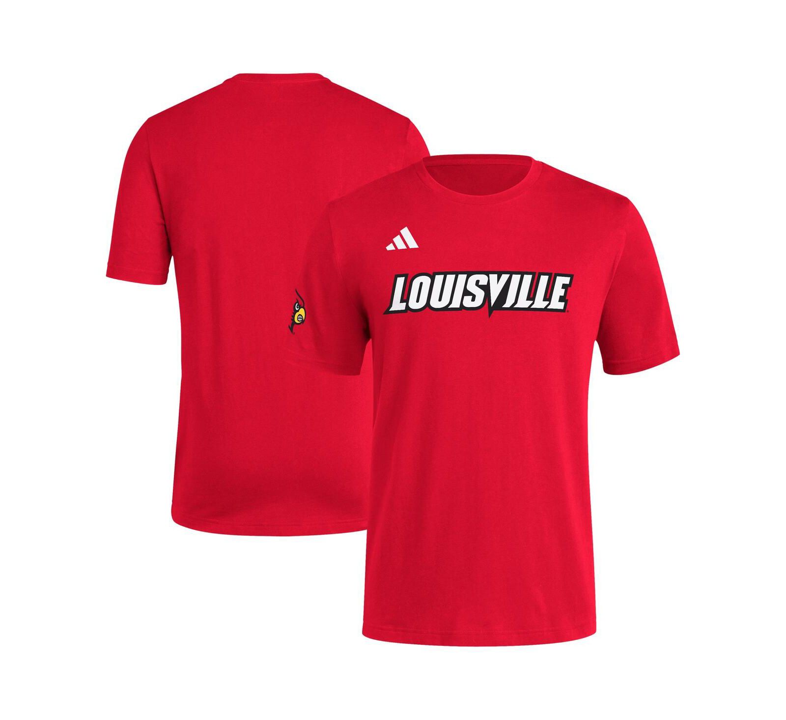 Adidas Men's Red Louisville Cardinals Fresh Wordmark T-Shirt