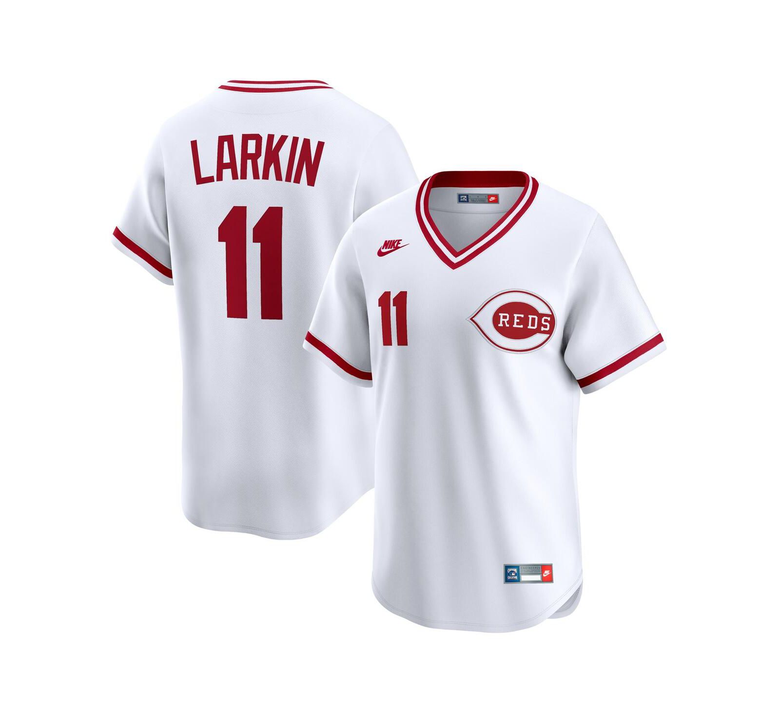 Мужская джерси Nike Barry Larkin White Cincinnati Reds Throwback Cooperstown Collection Limited