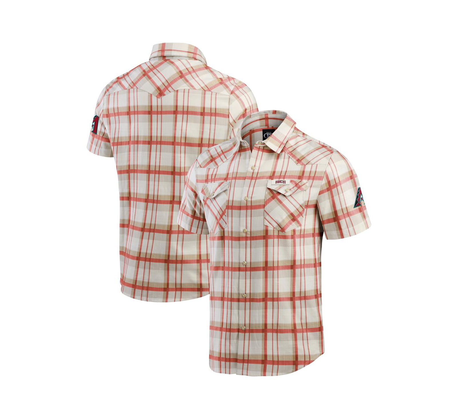 Fanatics Men's Red Arizona Diamondbacks Plaid Full-Snap Shirt