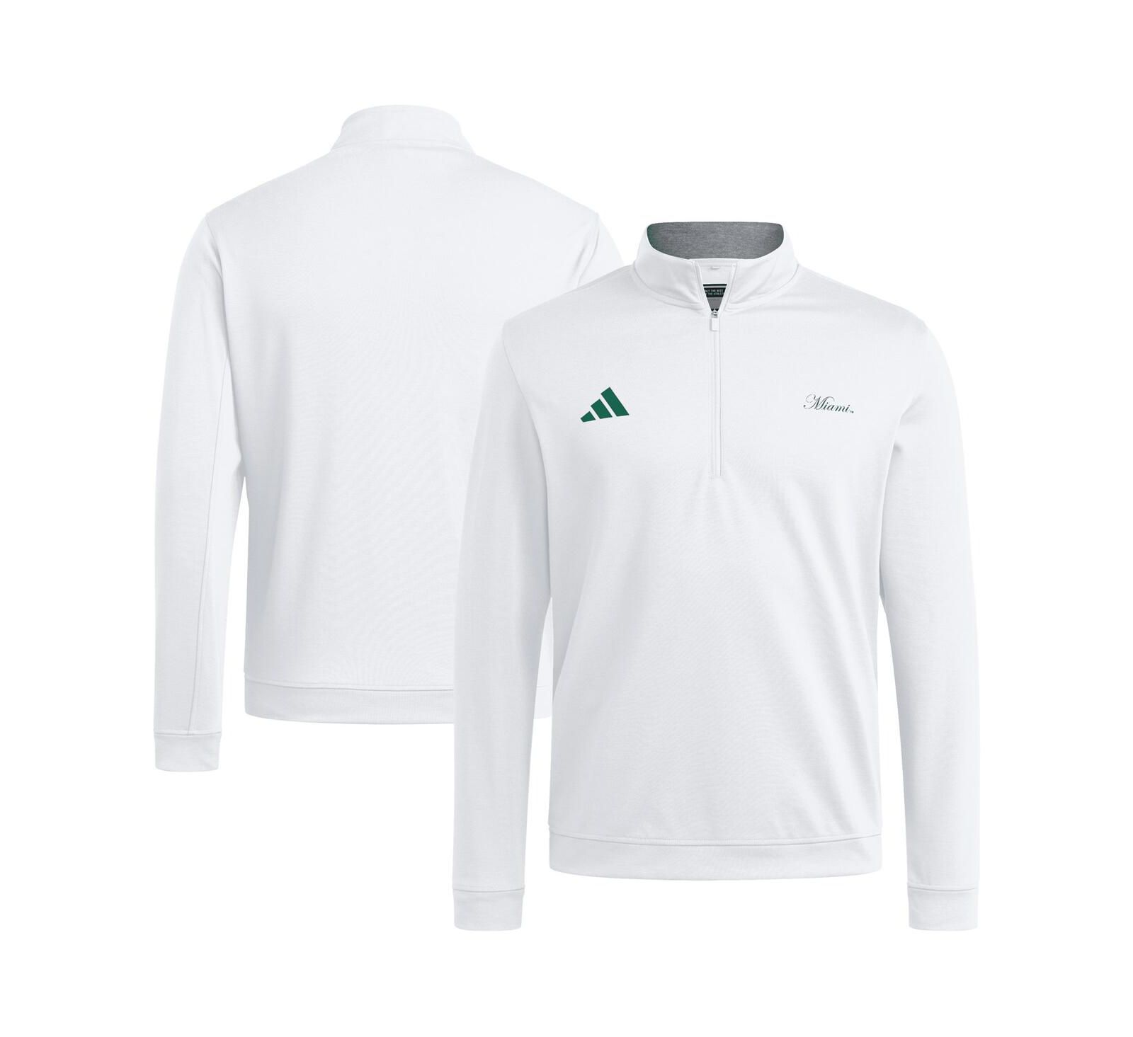 Adidas Men's White Miami Hurricanes Elevated Quarter-Zip Jacket