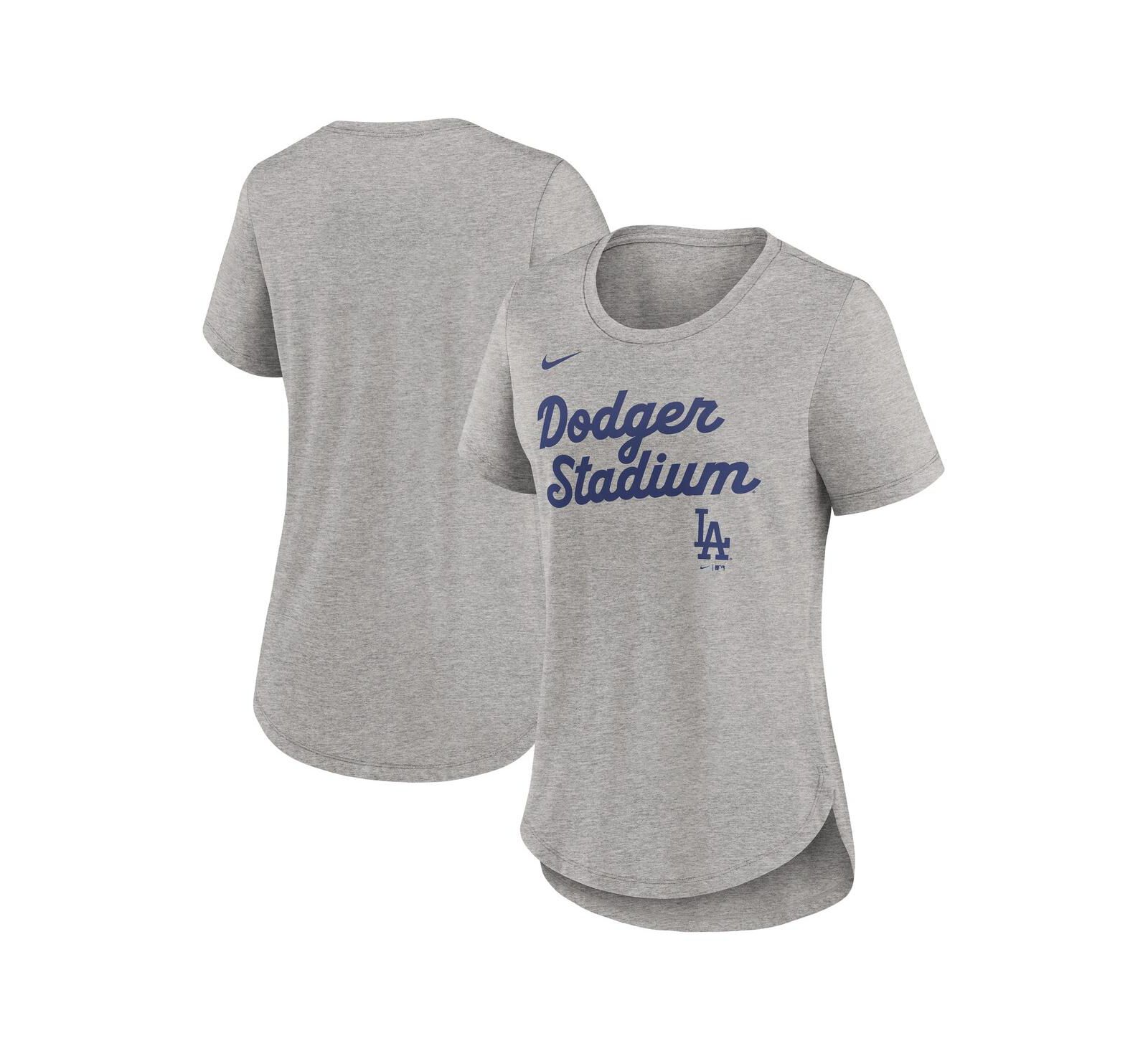 Nike Women's Heather Gray Los Angeles Dodgers Script Tri-Blend T-Shirt