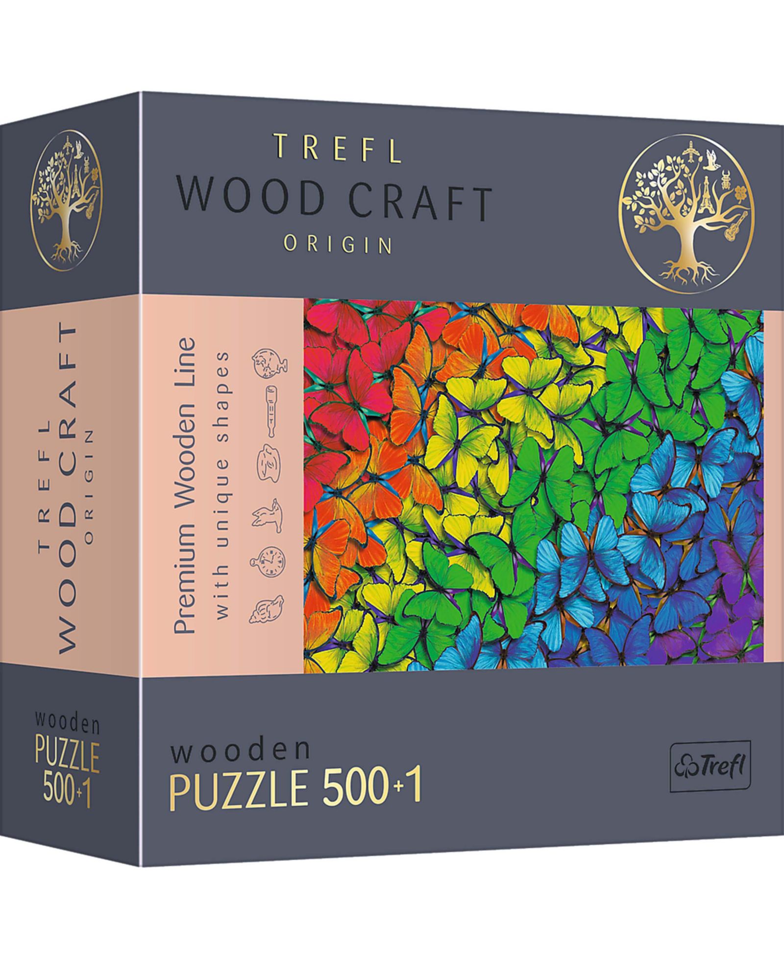 Деревянный пазл Trefl Wood Craft 501 Piece - Rainbow Butterflies