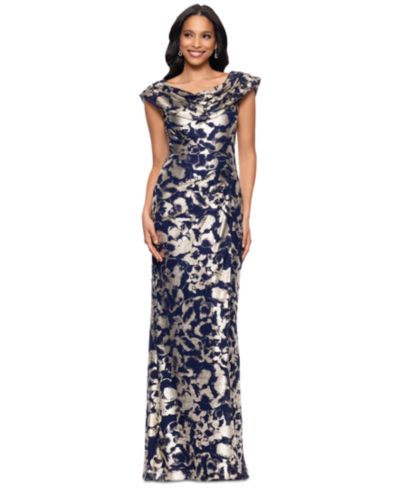 Платье-футляр Betsy & Adam Women's Floral-Foil Powermesh