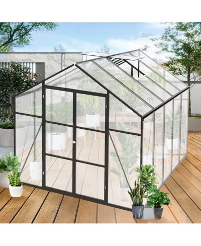 Streamdale Furniture Gain Height 8x10 FT Aluminum Polycarbonate Greenhouse - All Season