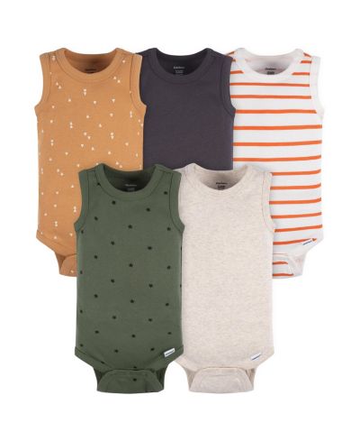 Детские боди Gerber 5-pack без рукавов, синяя полоска, 0-3 Months