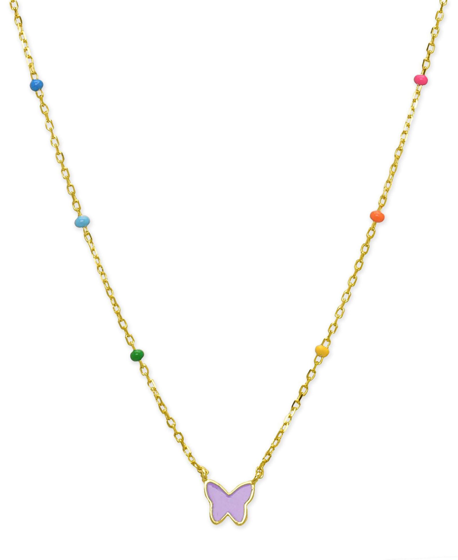 Детское ожерелье Lily Nily с фиолетовой эмалевой бабочкой, 18K gold over sterling silver