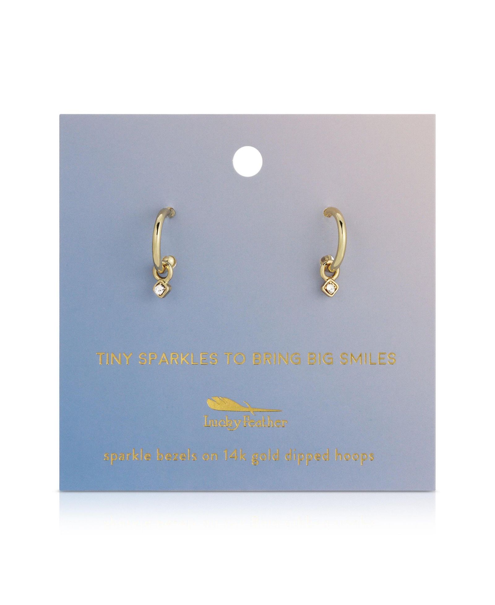 Серьги LUCKY FEATHER Hoops with Drop - Sparkle Bezel - SPARK
