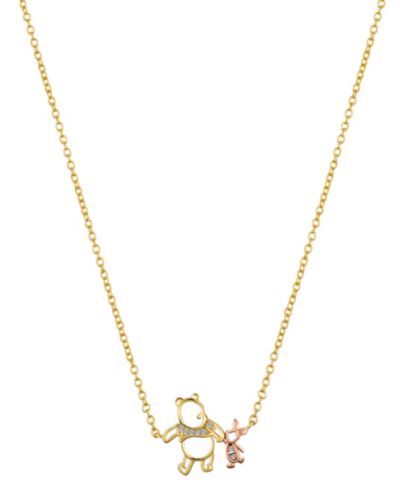 Disney Winnie the Pooh and Piglet Cubic Zirconia Pendant Necklace