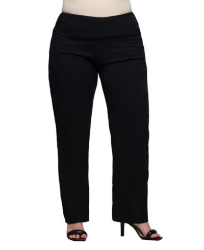 24seven Comfort Apparel Plus Size Comfortable Stretch High Waist Pants