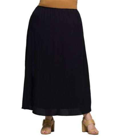 24seven Comfort Apparel Plus Size Elastic Waist A-Line Maxi Skirt
