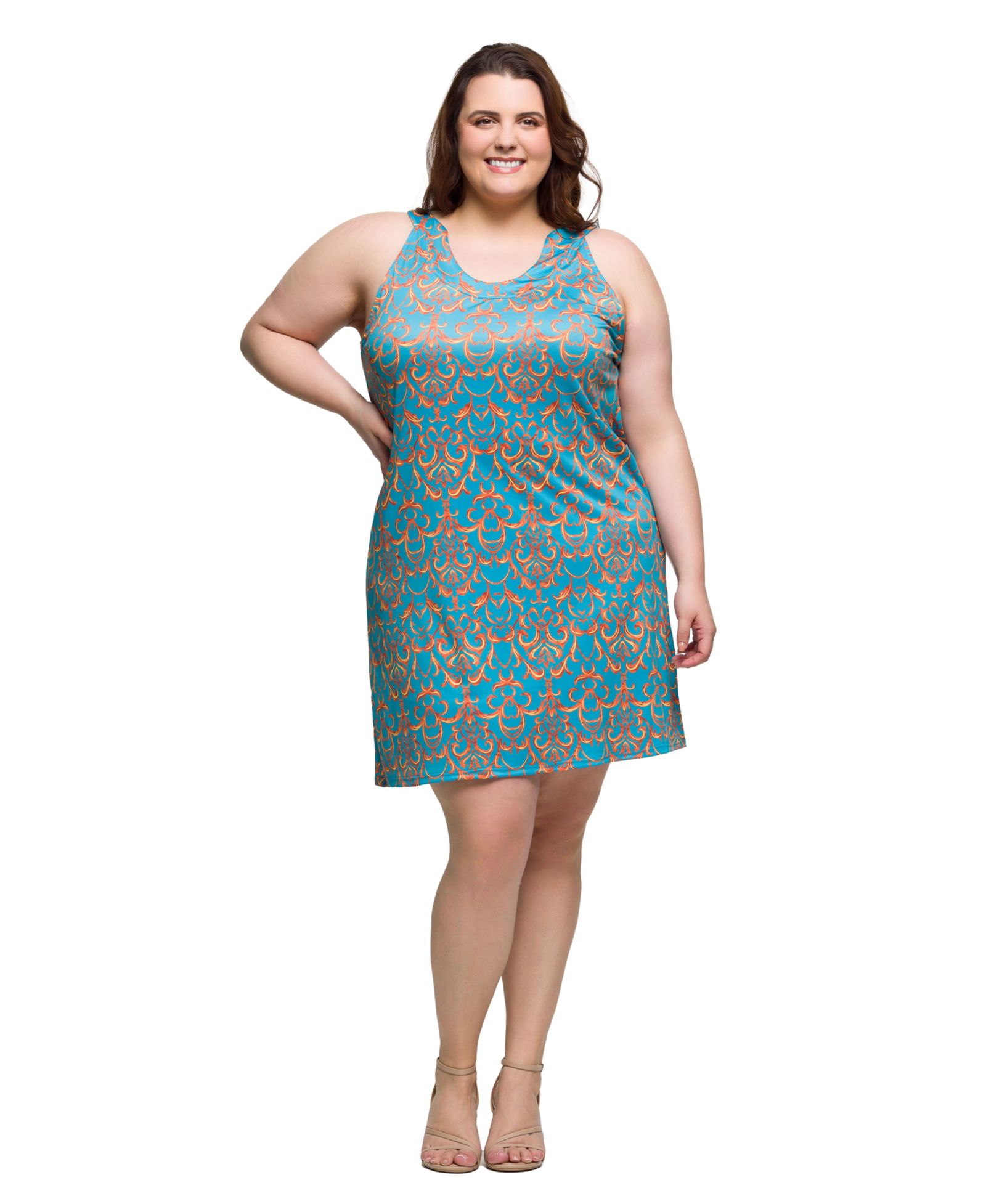 Платье Plus Size 24seven Comfort Apparel без рукавов длиной до колена