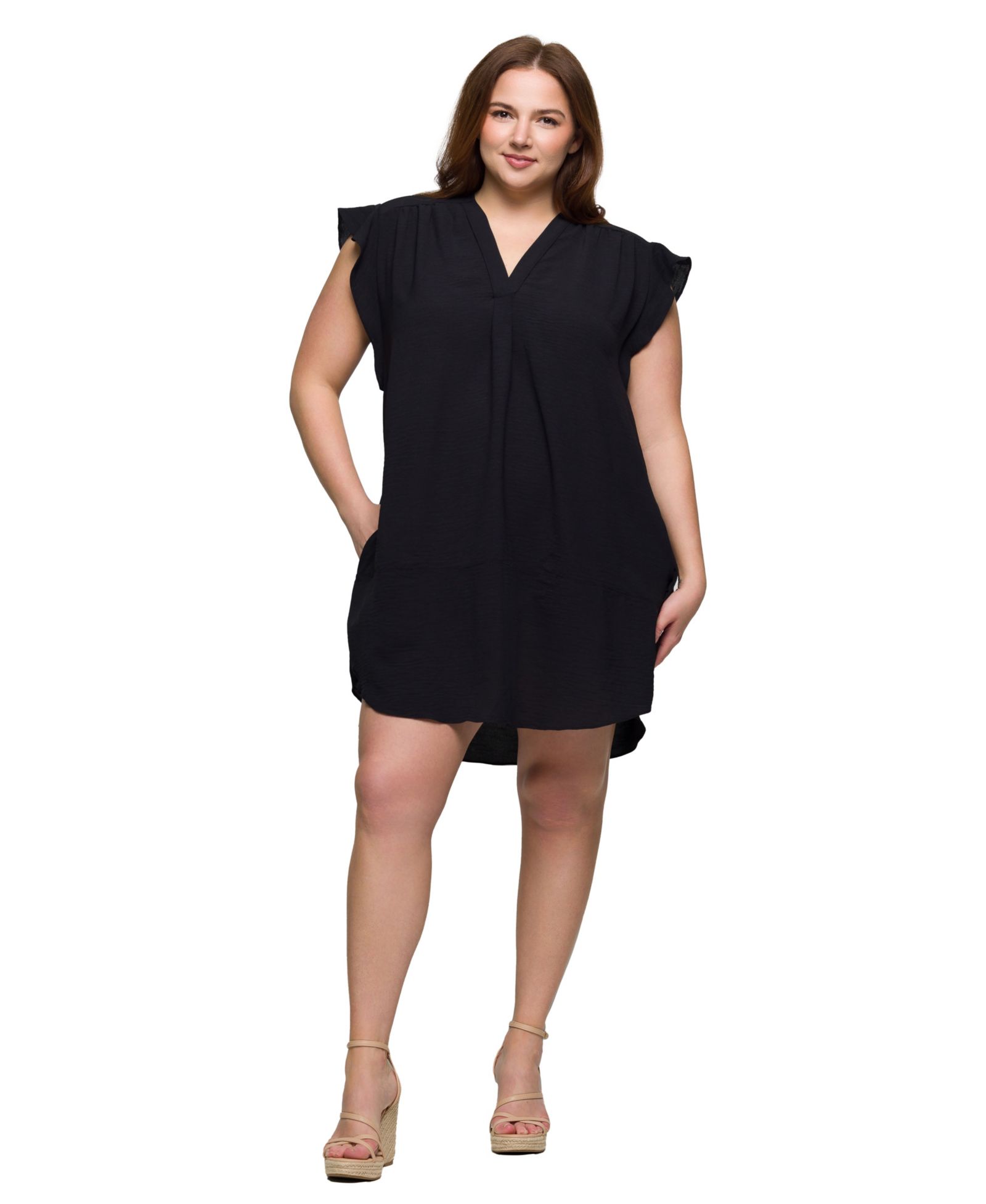 Платье 24seven Comfort Apparel Plus Size V-Neck Cap Sleeve