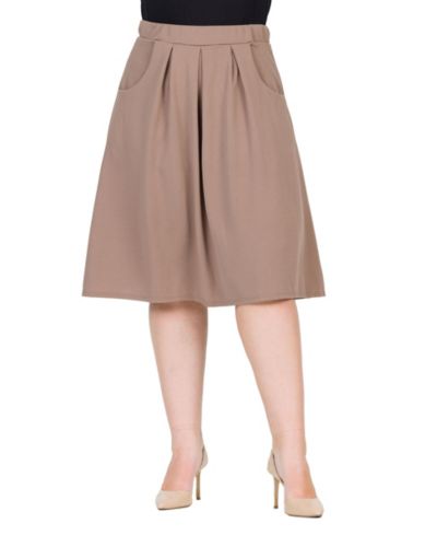 24seven Comfort Apparel Женская юбка длины до колена с плиссировкой и карманами, Plus Size