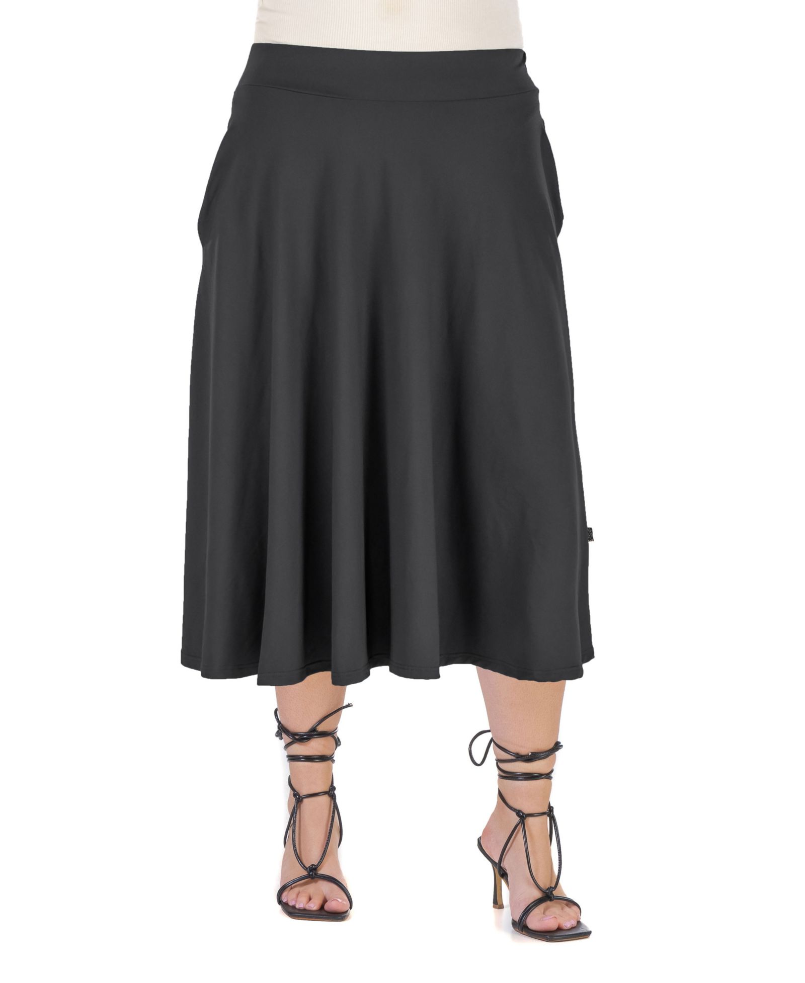 Миди-юбка 24seven Comfort Apparel Plus Size с эластичным поясом и плиссировкой
