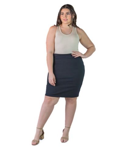 Юбка-карандаш 24seven Comfort Apparel Plus Size Solid Color Elastic Waist Knee Length Pencil Skirt