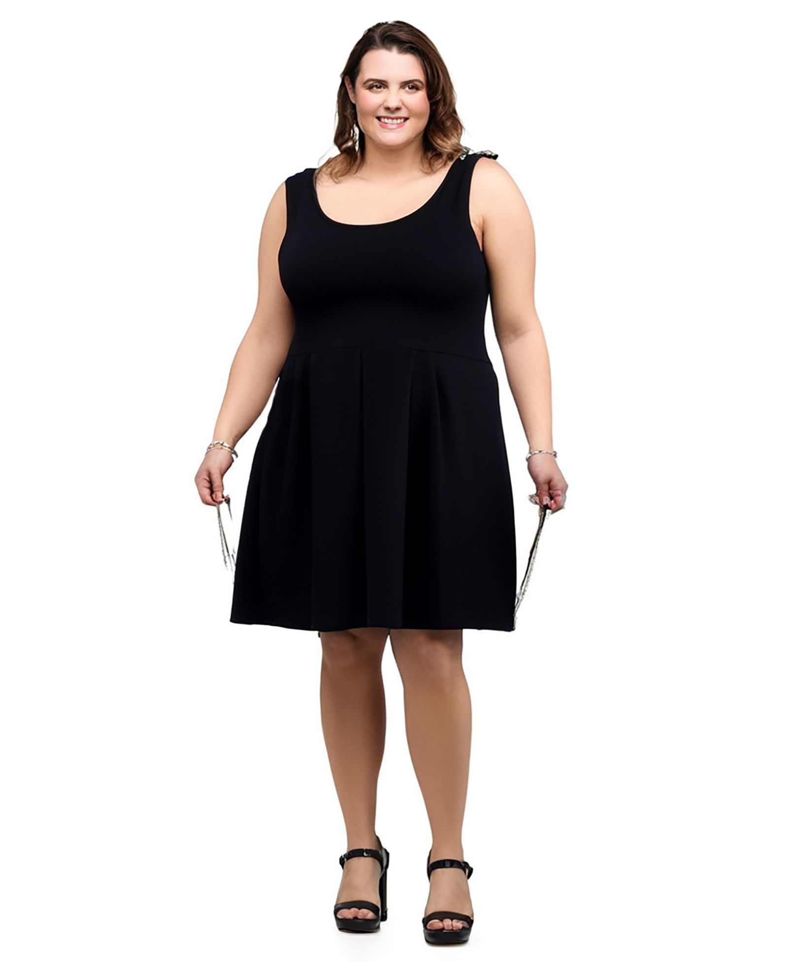 24seven Comfort Apparel Plus Size Sleeveless Dress with Pockets