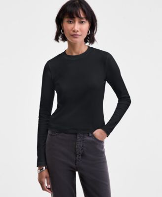 On 34th Women's Long-Sleeve Cropped Meet & Greet T-shirt, Macy's Exclusive