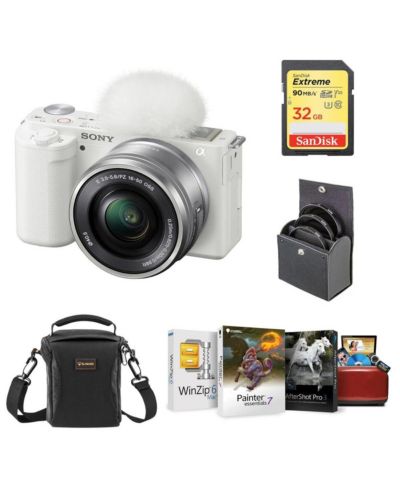Sony ZV-E10 зеркальная камера с объективом 16-50mm, Mac Photo Suite, SD-карта 32GB, сумка и фильтр 40.5mm