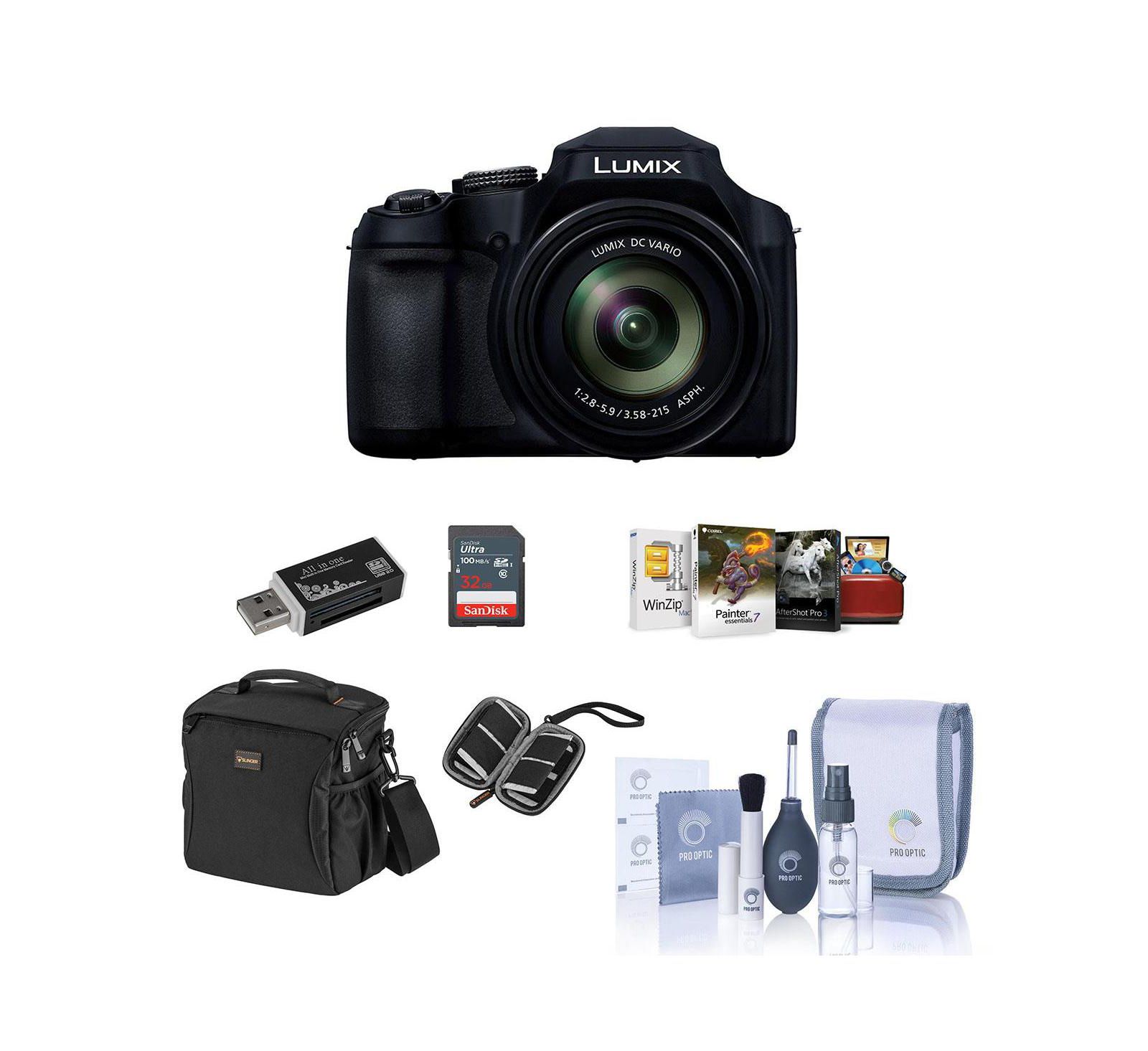 Panasonic LUMIX FZ80D Digital Camera w/32GB Card, Bag, Wallet, Mac Software