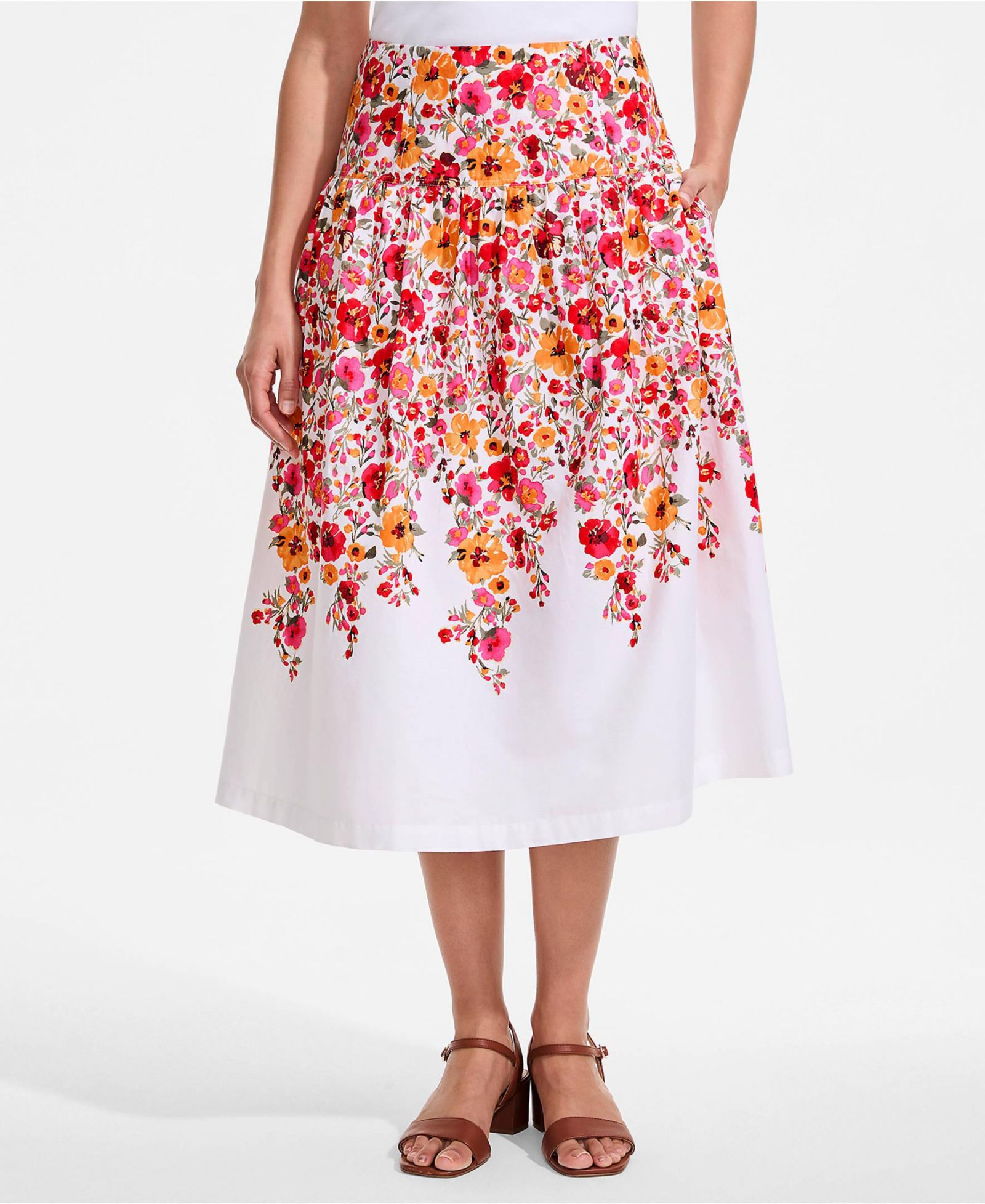 Юбка Lands' End Petite Poplin Drop Waist Midi